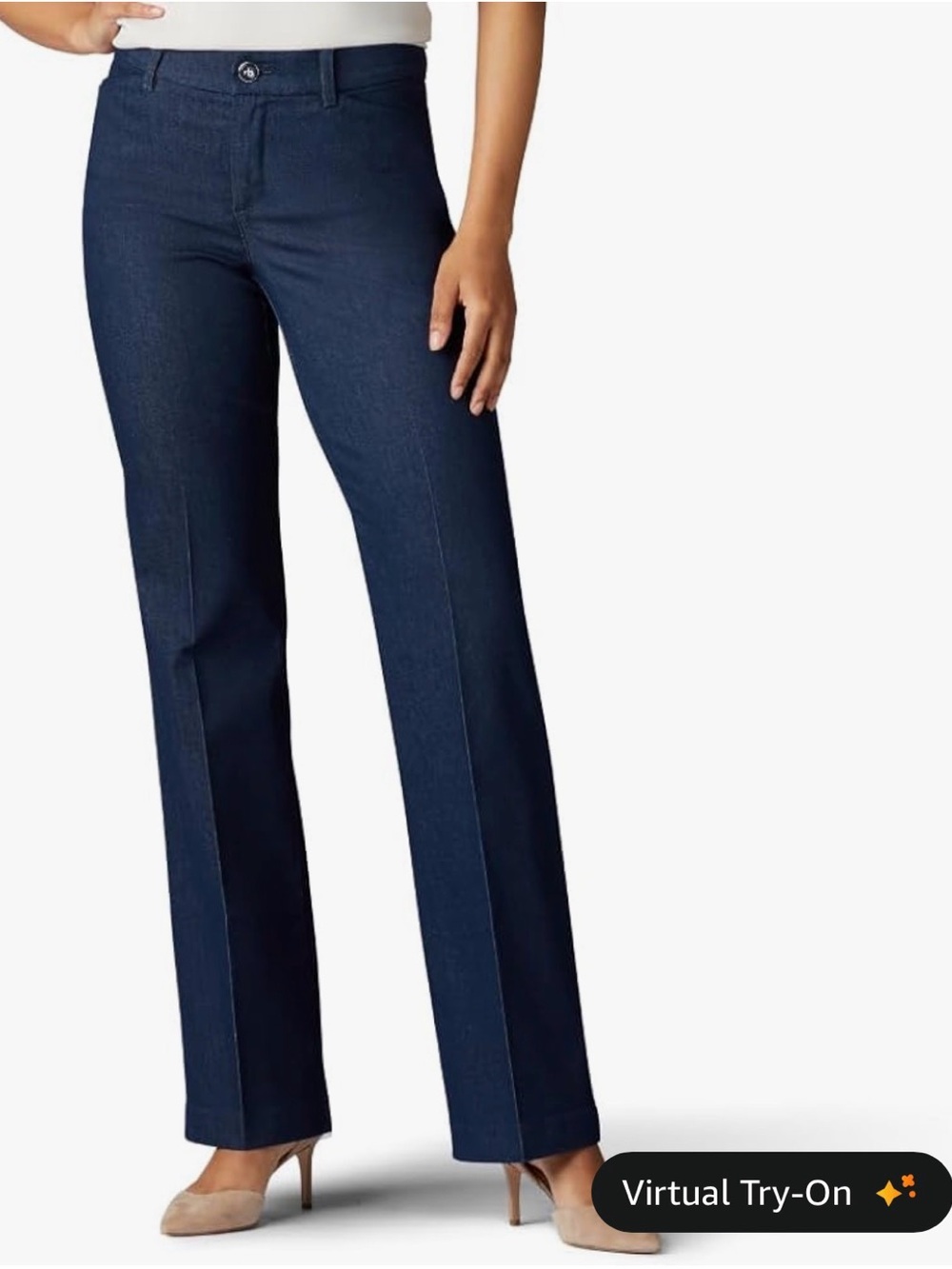 Women's Lee Indigo Rinse Trouser Dress Pants Size 8 Long